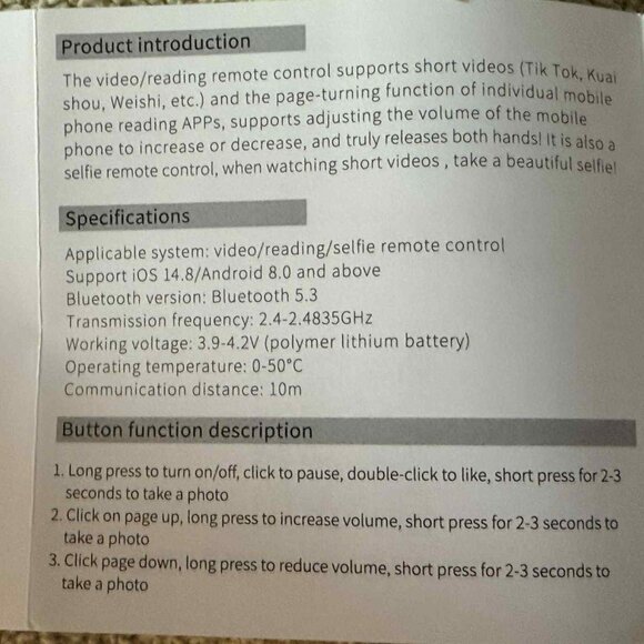 NEW movilstore JX-05 Mobile Phone Bluetooth Ring Remote Control - Picture 5 of 9